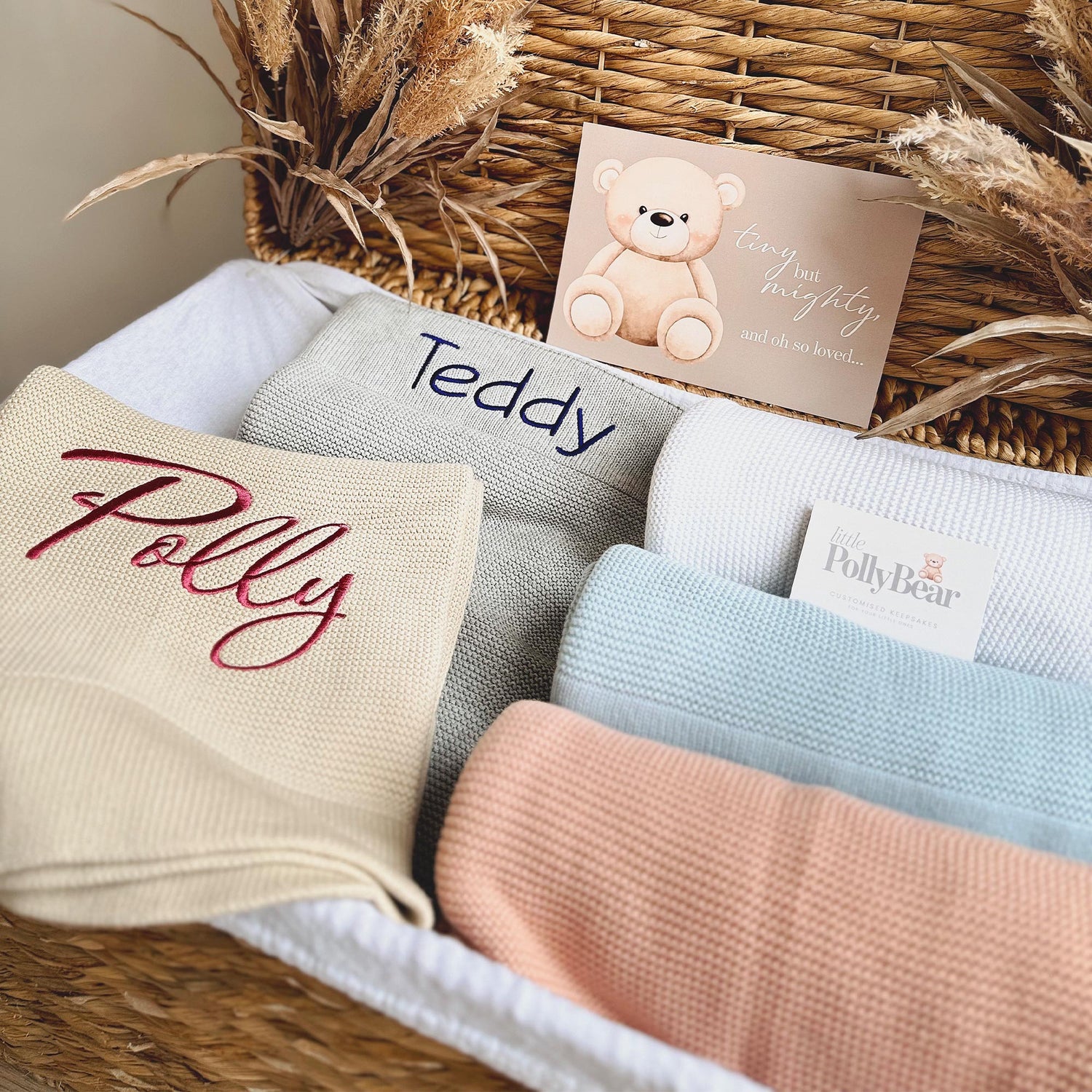 Handmade baby blankets UK studio – Little Polly Bear.