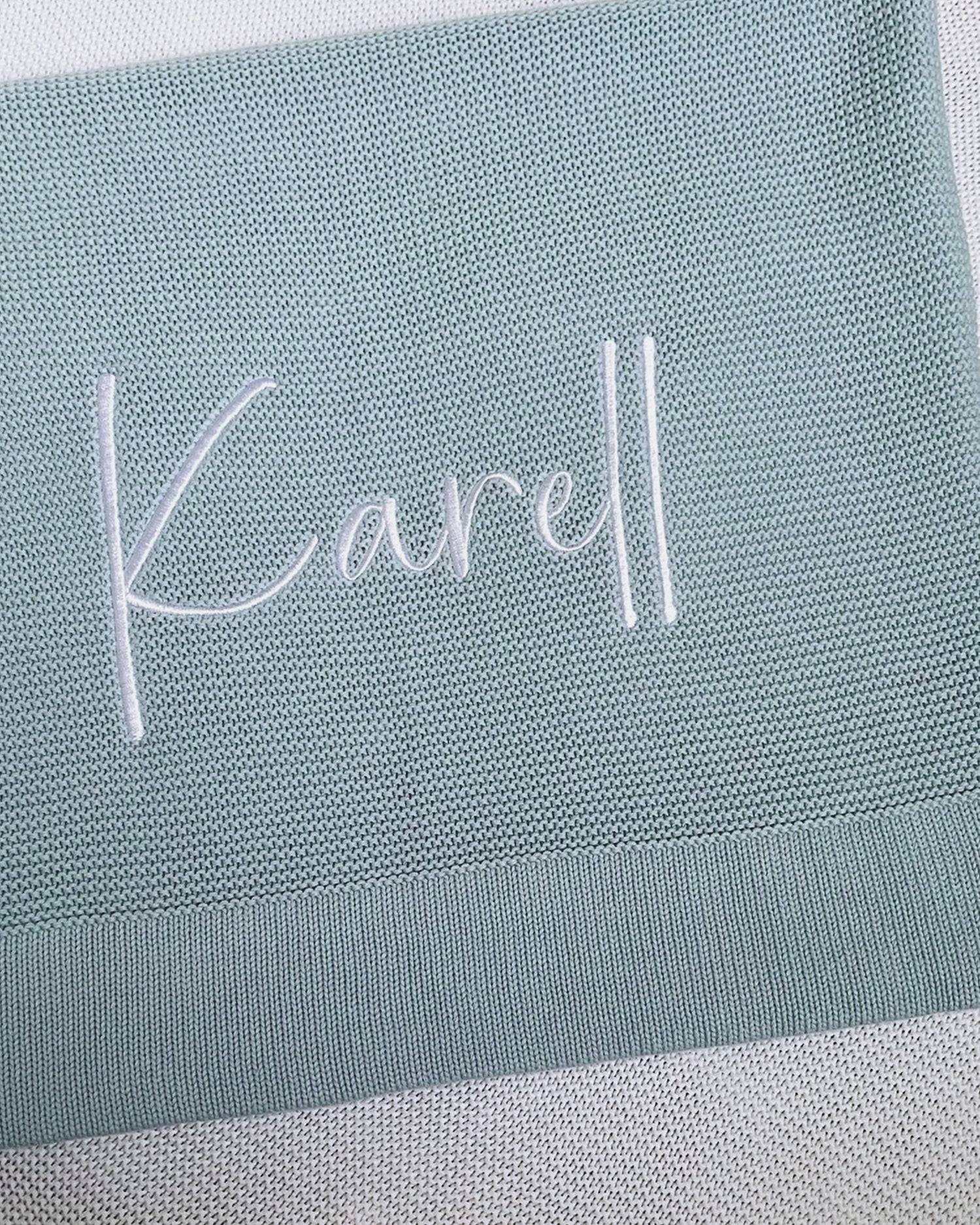 Personalised baby blankets embroidered with names – handmade in the UK by Little Polly Bear.